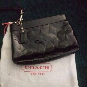 Coach Glossy Black Wristlet